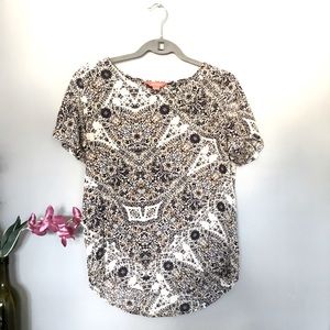 Joe Fresh 💯 silk crewneck printed tshirt blouse S